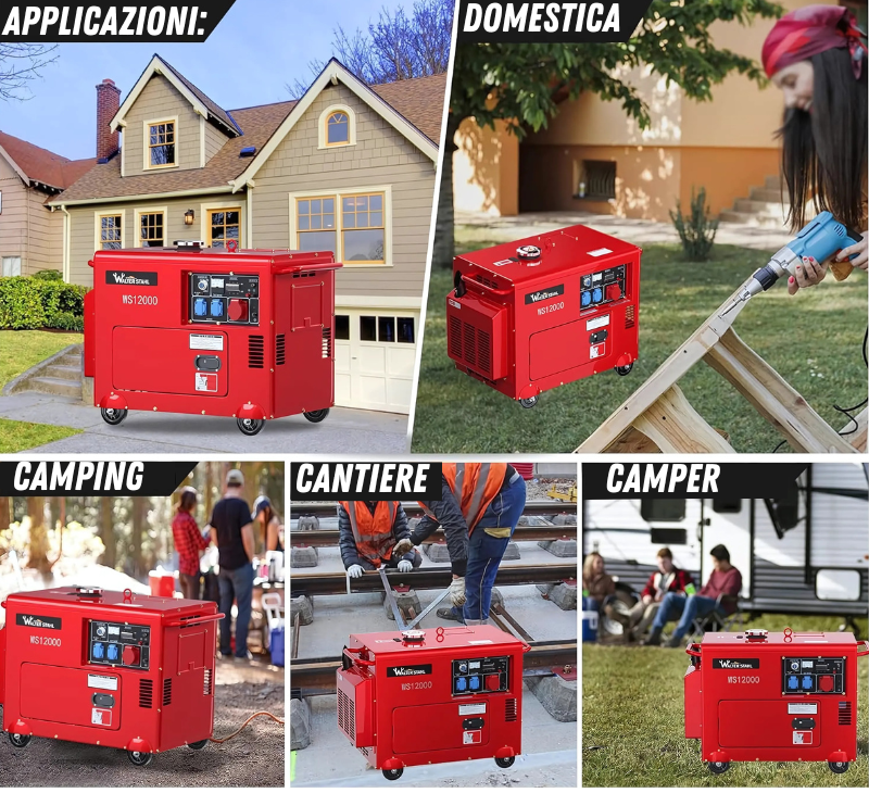 Generatore di Corrente Diesel 9000w 9Kw Silenzioso